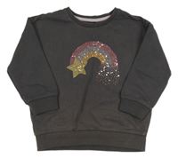 Tmavošedá mikina s duhou z flitrů George