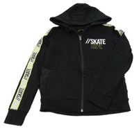 Černá propínací mikina s nápisem a kapucí Alive