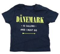 Tmavomodré tričko s nápisem Primark