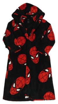 Černý chlupatý župan se Spidermany a kapucí H&M