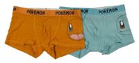 2 x boxerky - oranžové + modré s Pokémony