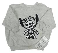Nové - Šedá mikina s kostrou - Stitch George