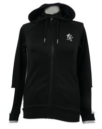 Dámská černo-bílá propínací sportovní mikina s kapucí 