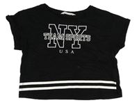Černé crop tričko s nápisem H&M