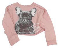 Světlerůžová crop mikina se psem H&M
