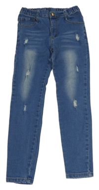 Modré skinny rifle s prošoupáním Shein