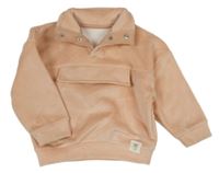 Světlerůžová sametová žebrovaná oversize mikina s kapsou George