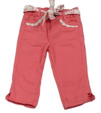 Lososové plátěné capri kalhoty s páskem Kiki&Koko