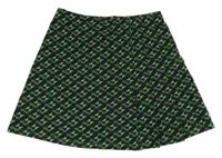 Hnědo-zeleno-tmavomodrá vzorovaná úpletová sukně Next