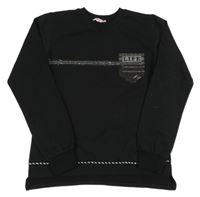 Černá lehká mikina s kamínky a nápisem 