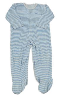 Světlemodro-šedý pruhovaný sametový overal s nášivkou George