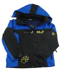 Modro-černá šusťáková funkční jarní bunda s kapucí Jack Wolfskin