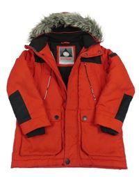 Červeno-černá šusťáková zimní bunda s kapucí Next