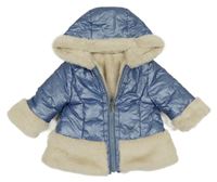 Světlemodrá metalická šusťáková zateplená oboustranná bunda s kapucí Mayoral