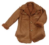 Hnědý semišový zateplený kabátek s kapsami 