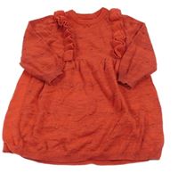 Červené melírované pletené šaty s 3D puntíky a volánky Matalan