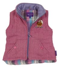 Růžová vzorovaná vlněná zateplená vesta s koněm Shire