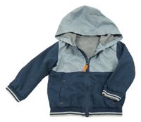 Šedo-tmavomodrá šusťáková jarní bunda s kapucí Nutmeg