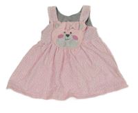 Světlerůžové puntíkaté šaty s medvídkem 