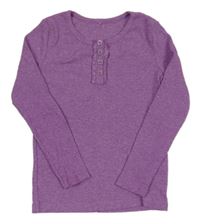 Fialové žebrované triko s volánky a knoflíčky George 