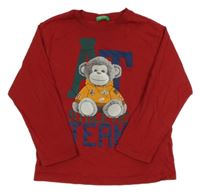Červené triko s opičkou Benetton