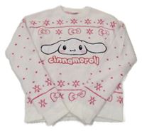 Světlerůžový chlupatý svetr s vločkami - Cinnamoroll 