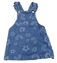 Modré riflové šaty s kytičkami F&F