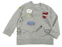 Šedá mikina s obrázky H&M