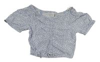 Světlemodrá crop halenka s kytičkami Lindex