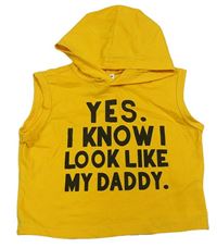 Žlutý crop top s nápisem a kapucí Shein