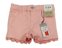 Světlerůžové riflové kraťasy s madeirou Primark
