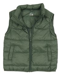 Khaki šusťáková prošívaná zateplená vesta zn. Dunnes