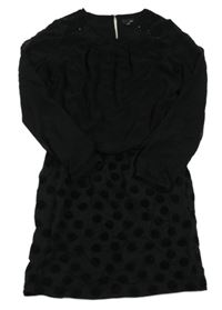 Černé puntíkované šaty s kamínky JBC