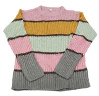 Barevný pruhovaný pletený svetr Zeeman