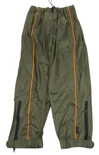 Khaki šusťákové nepromokavé kalhoty s pruhy Anuy