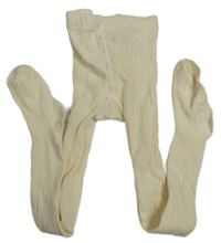 Smetanové žebrované punčocháče H&M