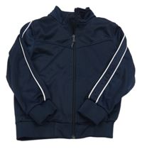 Tmavomodrá propínací sportovní mikina s proužky 