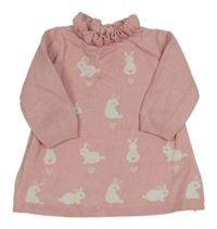 Světlerůžové svetrové šaty se zajíčky Nutmeg