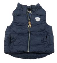 Tmavomodrá šusťáková prošívaná zateplená vesta H&M