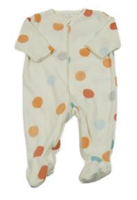Smetanový puntíkovaný fleecový overal Next 