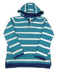 Mátovo-bílá pruhovaná mikina s kapucí Fat Face