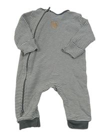 Šedo-bílý pruhovaný overal s medvídky M&S