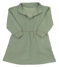 Nové - Zelenošedé teplákové šaty s límečkem Dunnes