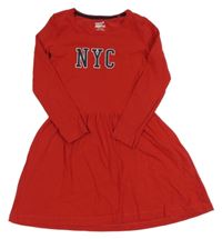 Červené bavlněné šaty s nápisem Pepperts