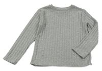 Šedý žebrovaný lehký svetr s perličkami Zara 