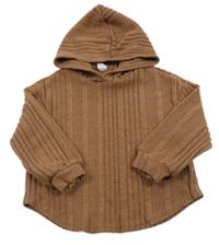 Béžový žebrovaný svetr s kapucí Shein