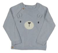 Svělemodrý propínací svetr s medvídkem TU 