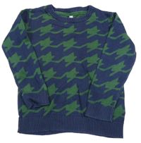 Tmavomodro-zelený vzorovaný svetr M&S