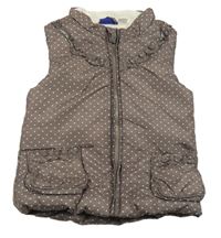 Hnědá puntíkovaná šusťáková zateplená vesta Lupilu 