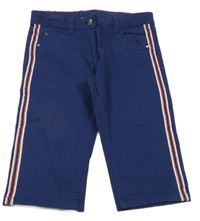 Námořnicky modré plátěné capri kalhoty s proužky Alive